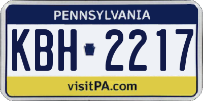 PA license plate KBH2217