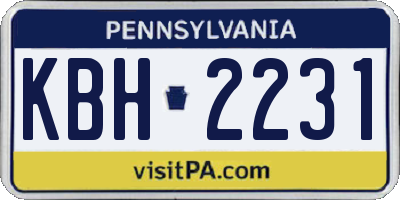 PA license plate KBH2231