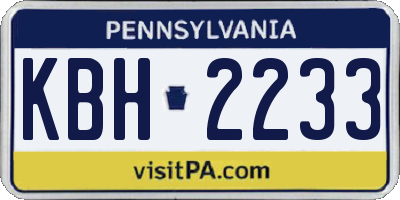 PA license plate KBH2233
