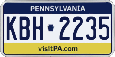 PA license plate KBH2235