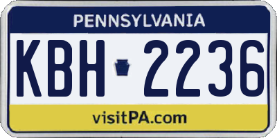 PA license plate KBH2236