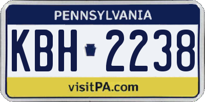 PA license plate KBH2238