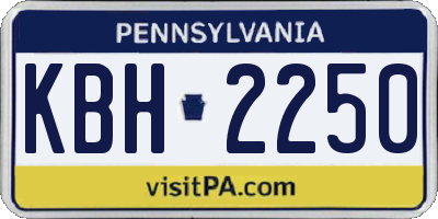 PA license plate KBH2250