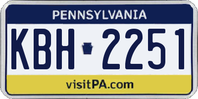 PA license plate KBH2251