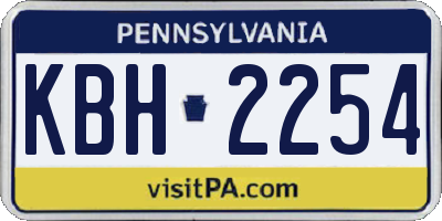 PA license plate KBH2254