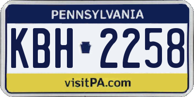 PA license plate KBH2258
