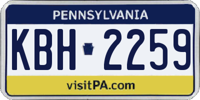 PA license plate KBH2259