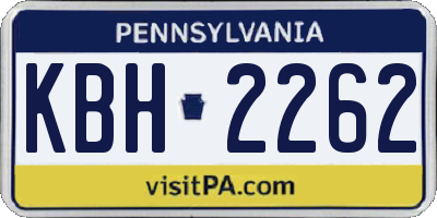 PA license plate KBH2262