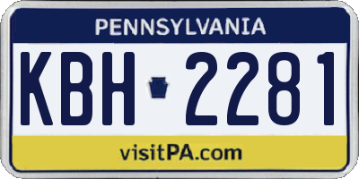 PA license plate KBH2281