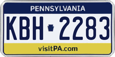 PA license plate KBH2283