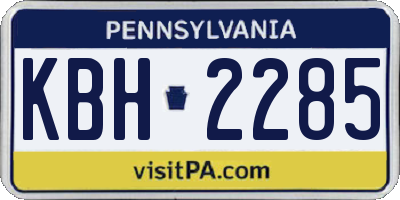 PA license plate KBH2285