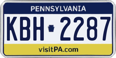 PA license plate KBH2287