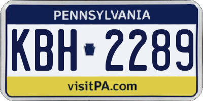 PA license plate KBH2289