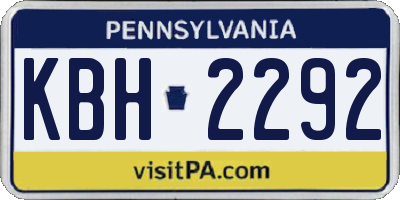 PA license plate KBH2292