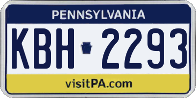 PA license plate KBH2293