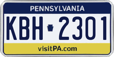 PA license plate KBH2301