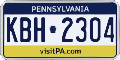 PA license plate KBH2304