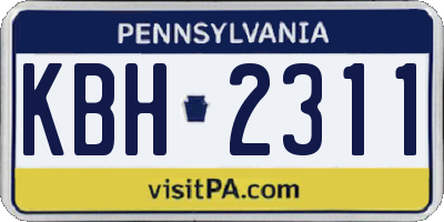PA license plate KBH2311