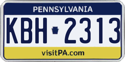 PA license plate KBH2313