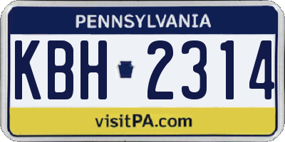 PA license plate KBH2314