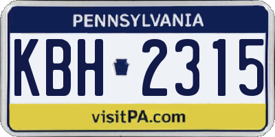 PA license plate KBH2315