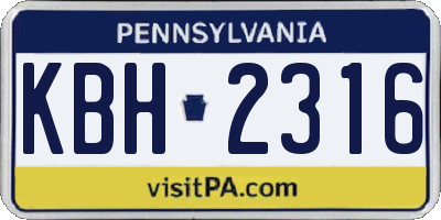 PA license plate KBH2316
