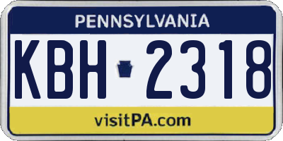 PA license plate KBH2318
