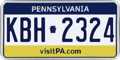 PA license plate KBH2324