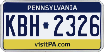 PA license plate KBH2326