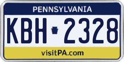 PA license plate KBH2328