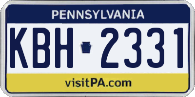 PA license plate KBH2331