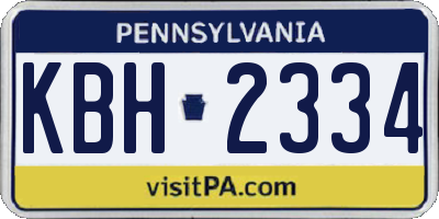 PA license plate KBH2334