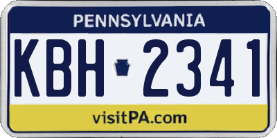 PA license plate KBH2341