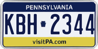 PA license plate KBH2344