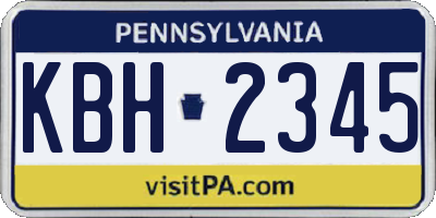 PA license plate KBH2345