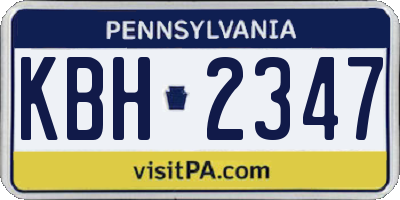 PA license plate KBH2347