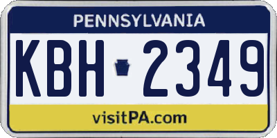 PA license plate KBH2349