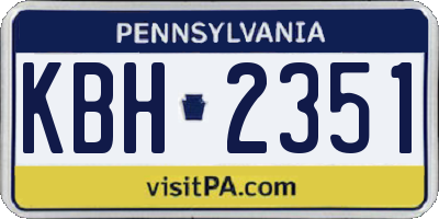 PA license plate KBH2351