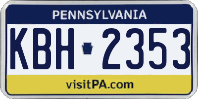 PA license plate KBH2353