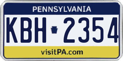 PA license plate KBH2354