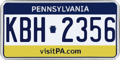 PA license plate KBH2356