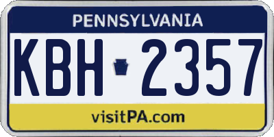 PA license plate KBH2357