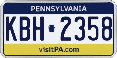 PA license plate KBH2358