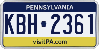 PA license plate KBH2361