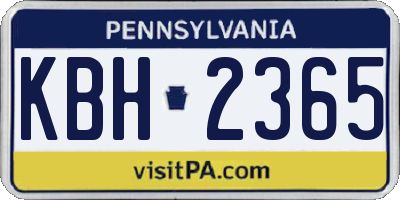 PA license plate KBH2365