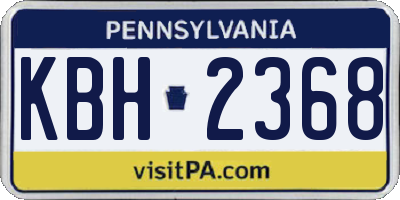 PA license plate KBH2368