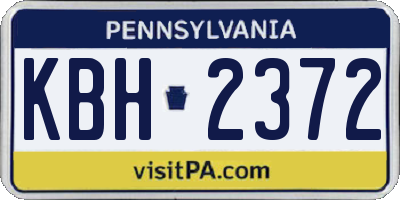 PA license plate KBH2372