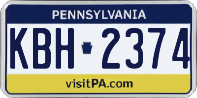 PA license plate KBH2374