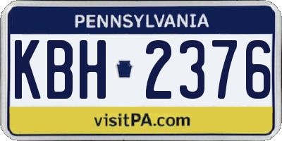 PA license plate KBH2376
