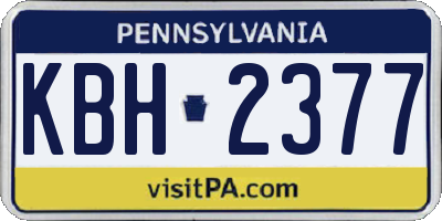 PA license plate KBH2377